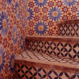 Intricately tiled staircase